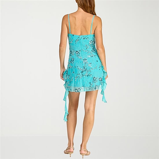 Trixxi Womens Juniors V Neck Sleeveless Floral A-Line Dress