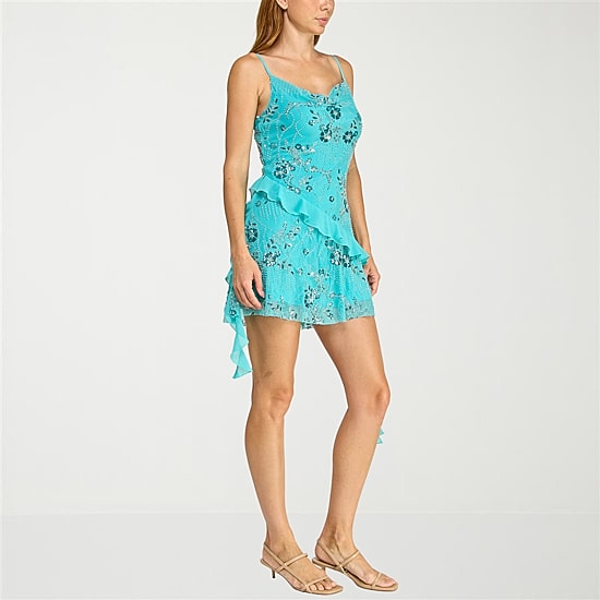 Trixxi Womens Juniors V Neck Sleeveless Floral A-Line Dress