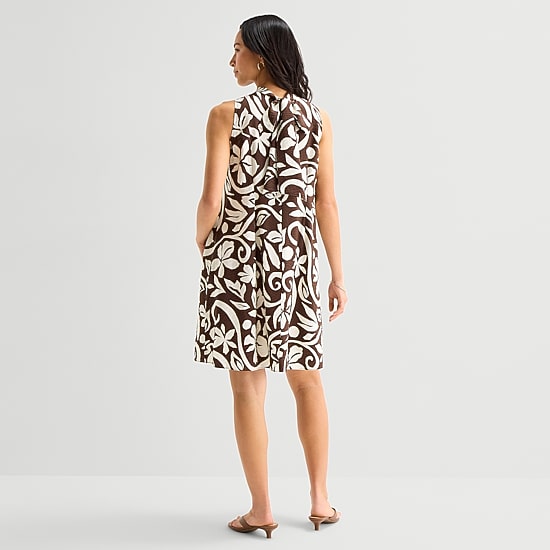 Isabel & Nina Womens Mock Neck Sleeveless Shift Dress