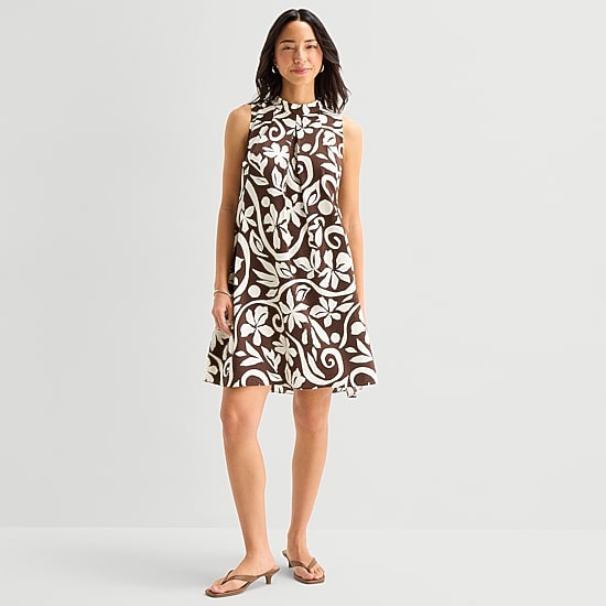 Isabel & Nina Womens Mock Neck Sleeveless Shift Dress