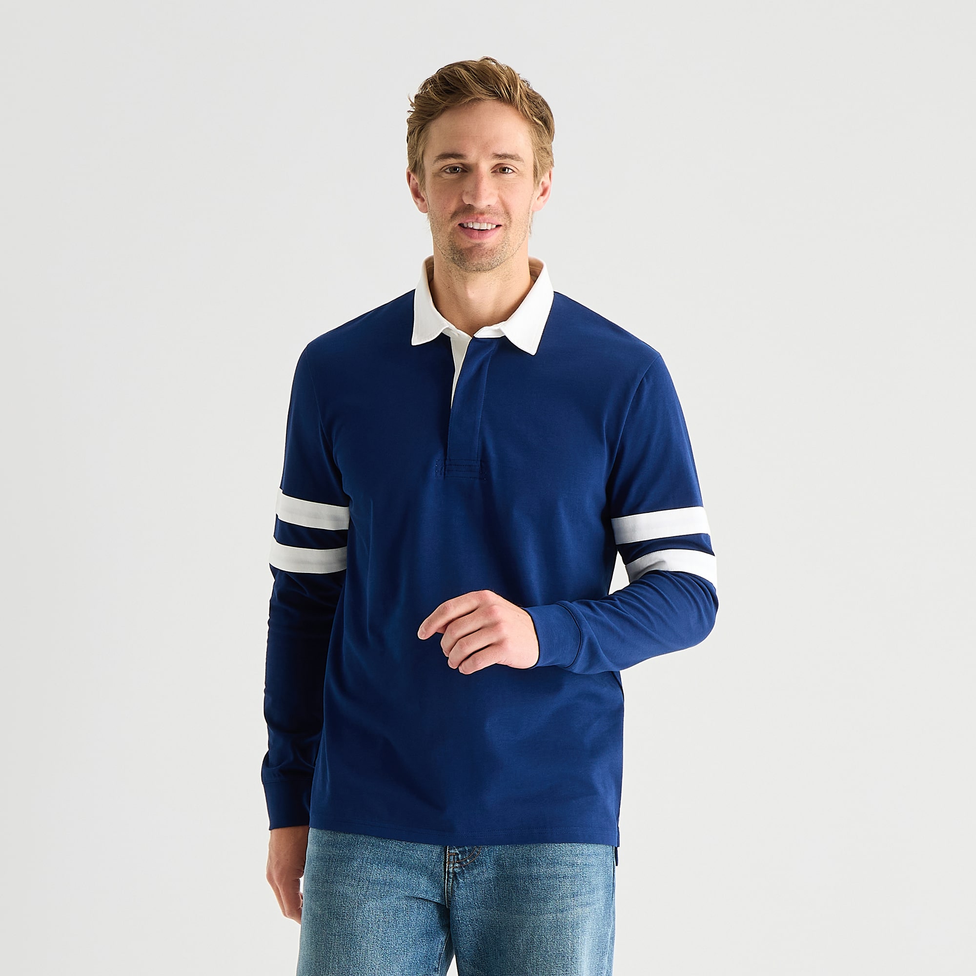 St. John's Bay Rugby Mens Classic Fit Long Sleeve Polo Shirt