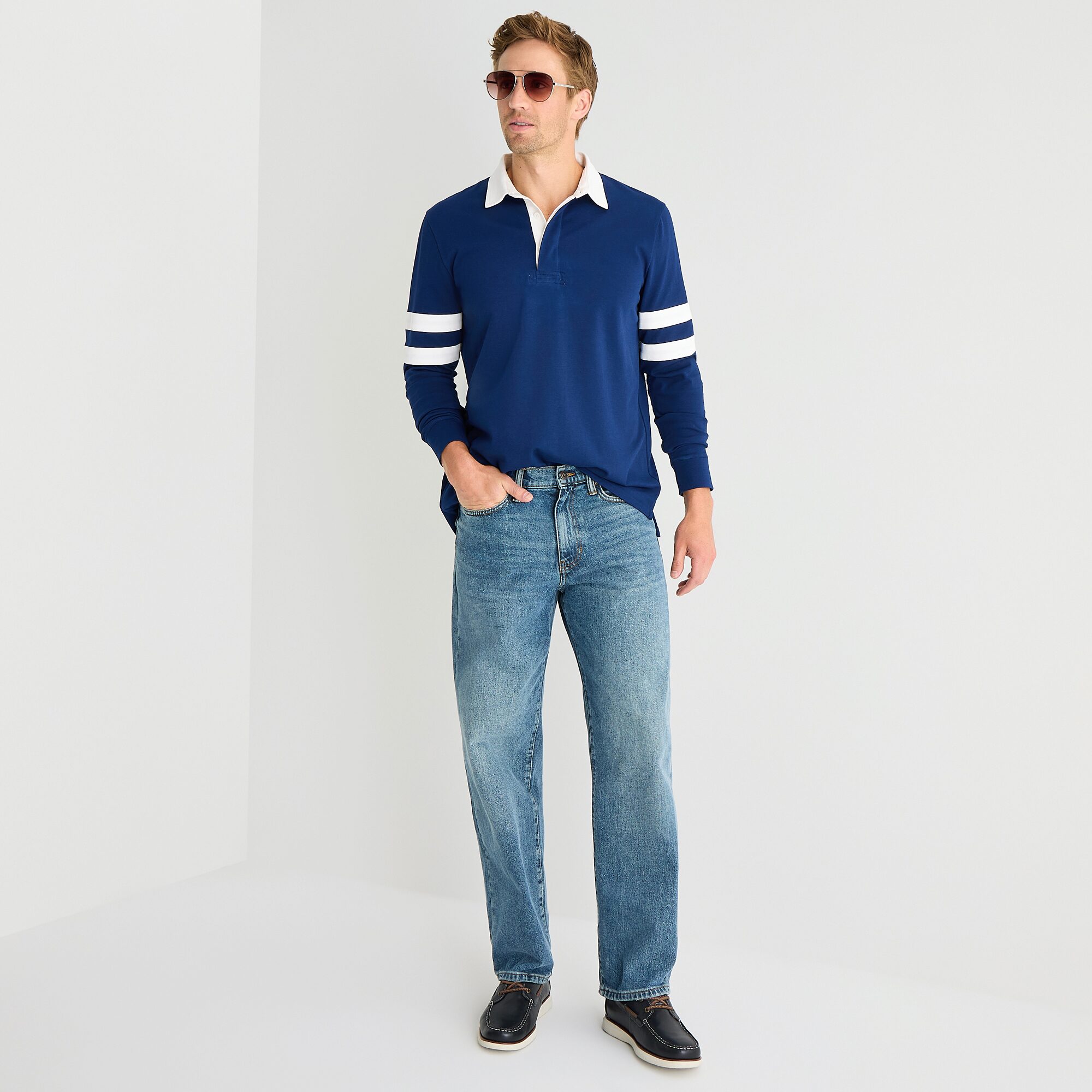 St. John's Bay Rugby Mens Classic Fit Long Sleeve Polo Shirt