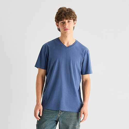 Arizona Mens V Neck Short Sleeve T-Shirt, Small, Blue