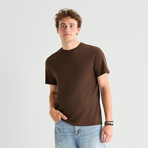 Arizona Mens Crew Neck Short Sleeve T-shirt In Brown