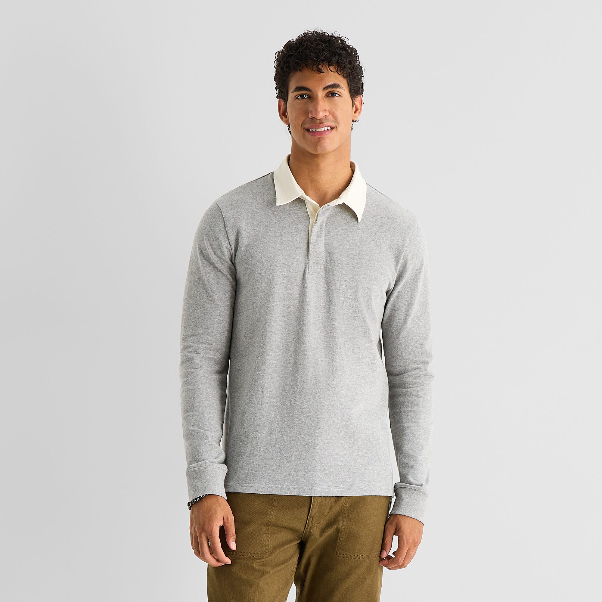 mutual weave Mens Regular Fit Long Sleeve Polo Shirt
