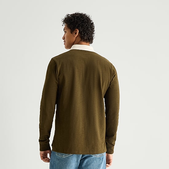 mutual weave Mens Regular Fit Long Sleeve Polo Shirt