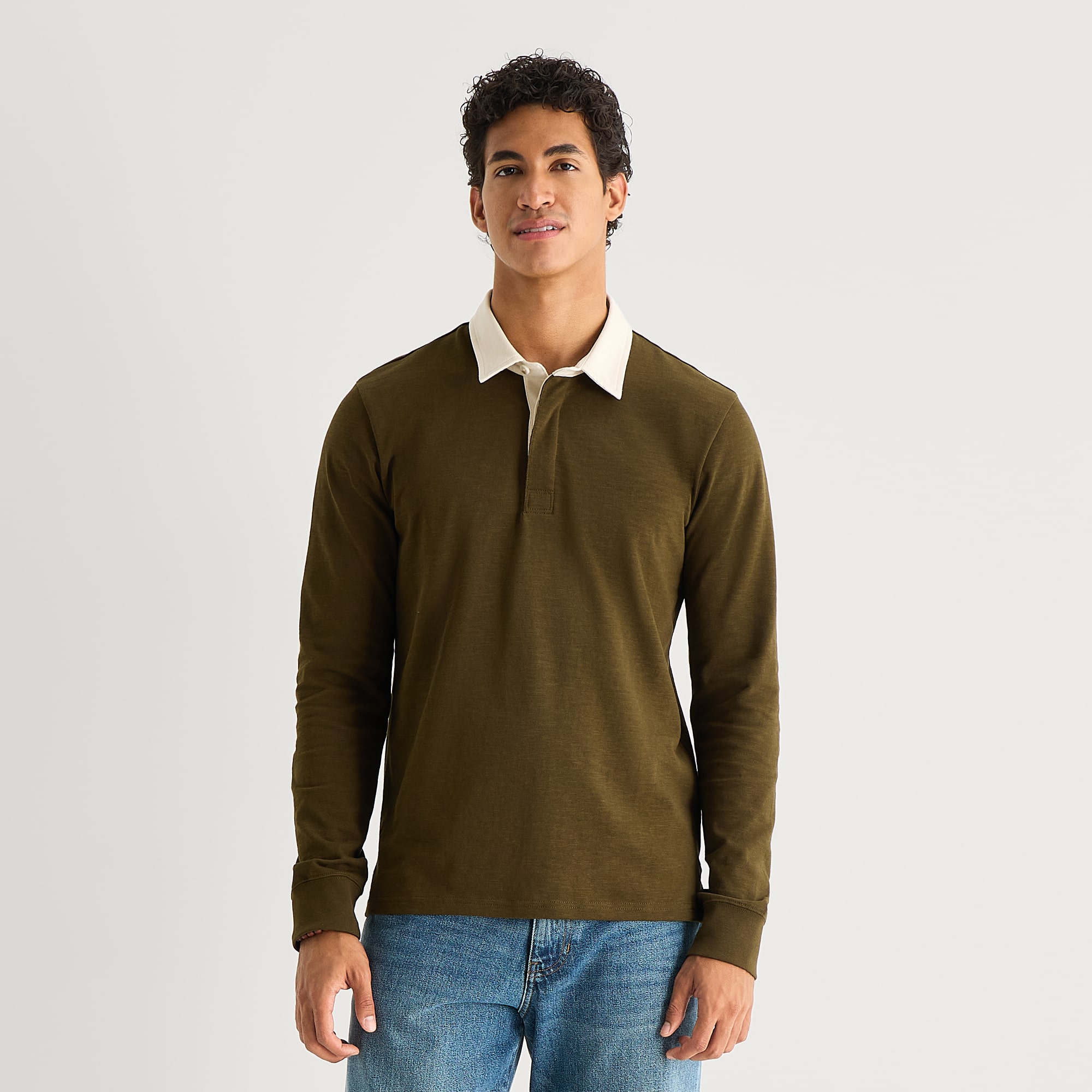 mutual weave Mens Regular Fit Long Sleeve Polo Shirt