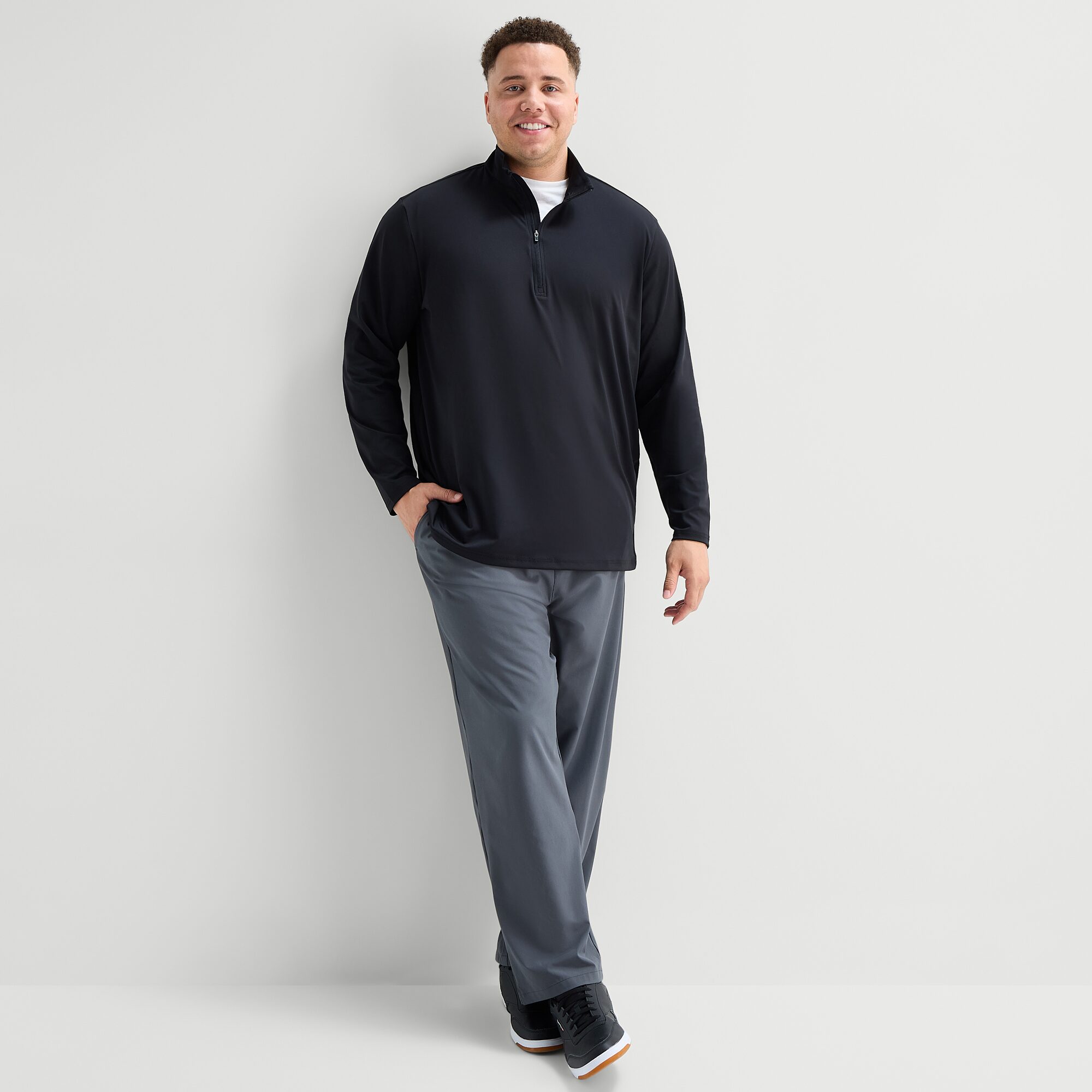 Xersion Mens Mock Neck Long Sleeve Big and Tall Quarter-Zip Pullover