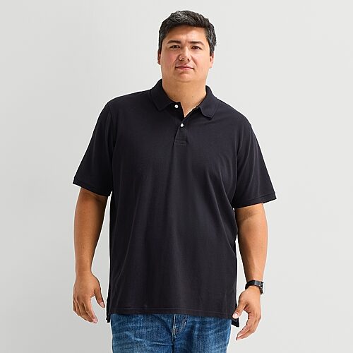 St. John's Bay Premium Stretch Big and Tall Mens Classic Fit Short Sleeve Polo Shirt, 5x-large Tall, Black