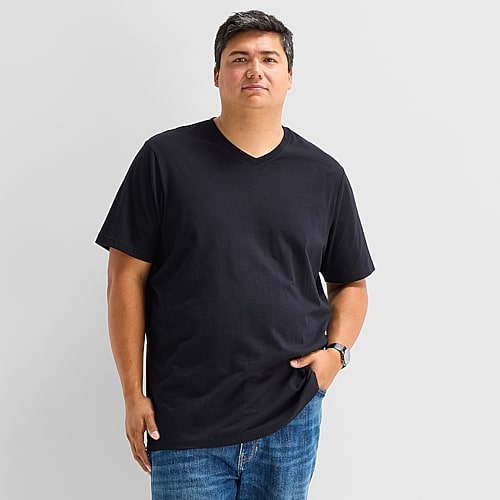St. John's Bay Super Soft Mens V Neck Short Sleeve Quick Dry Big and Tall T-Shirt, 2x-large Tall, Black