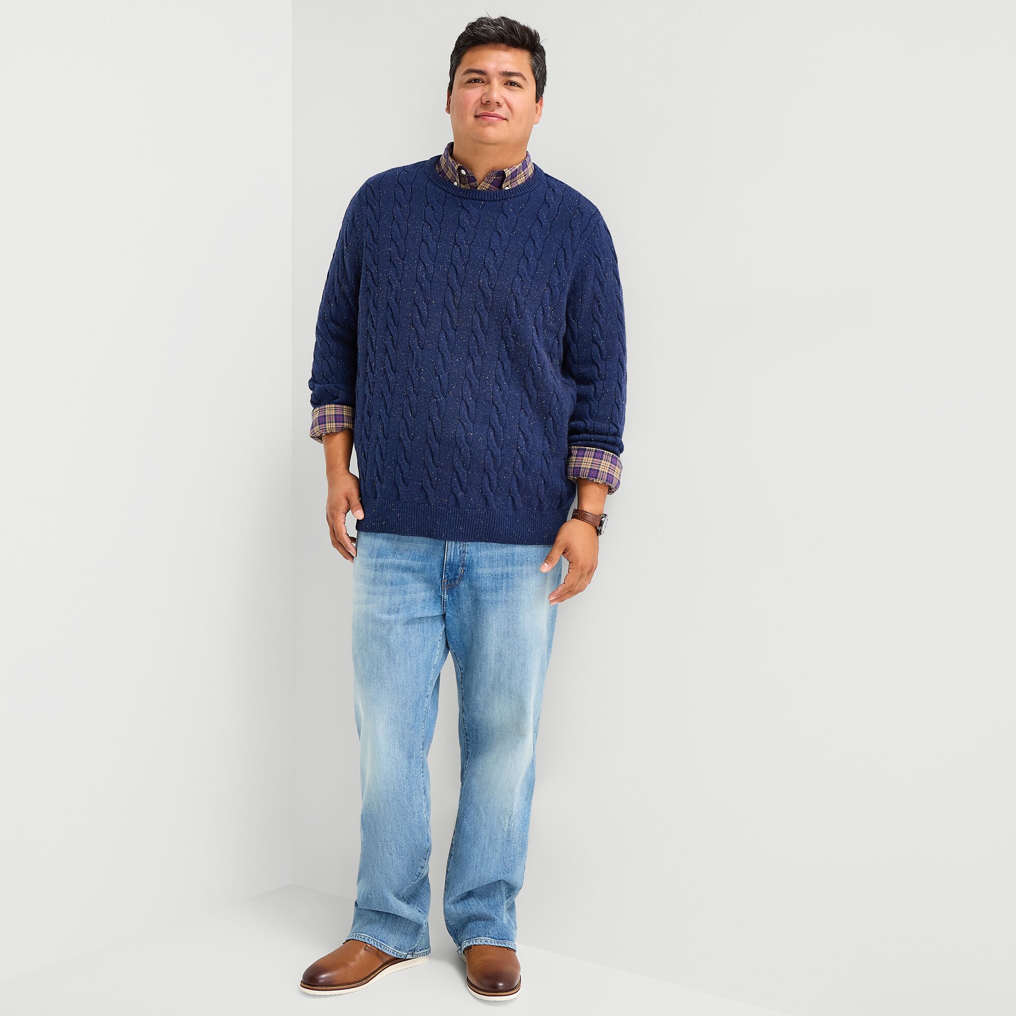 St. John's Bay Cable Big and Tall Mens Crew Neck Long Sleeve Pullover Sweater