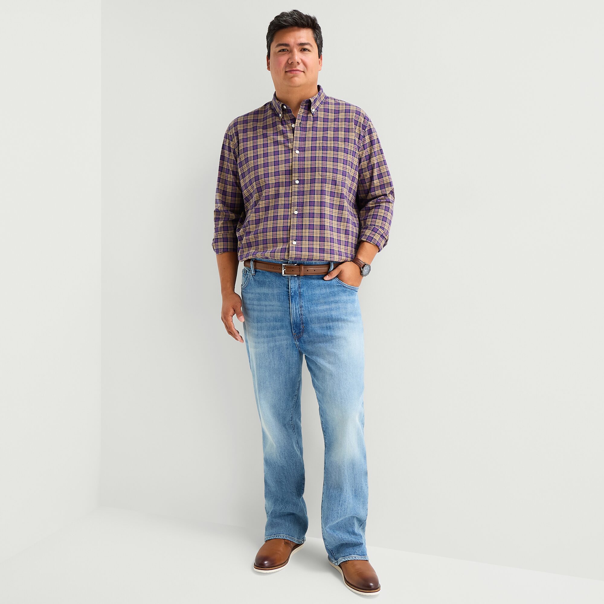 St. John's Bay Everyday Stretch Mens Long Sleeve Classic Fit Big and Tall Button-Down Shirt