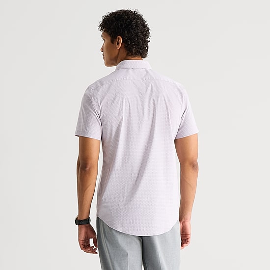 J. Ferrar Ultra Comfort Mens Short Sleeve Slim Fit Wrinkle Free Button-Down Shirt