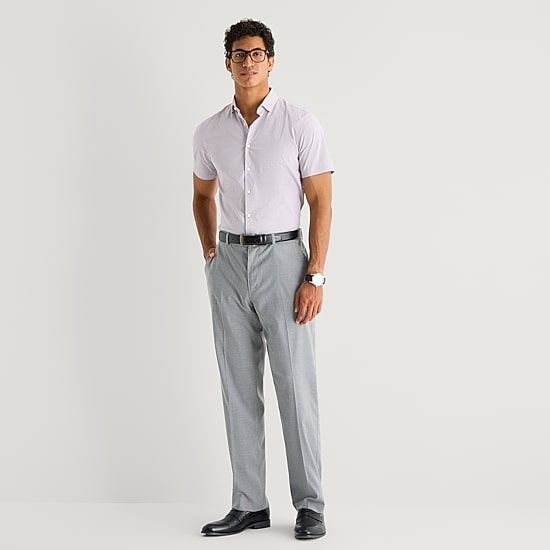 J. Ferrar Ultra Comfort Mens Short Sleeve Slim Fit Wrinkle Free Button-Down Shirt