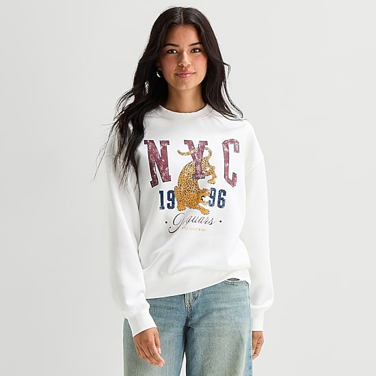 Arizona Womens Juniors Crew Neck Long Sleeve Sweatshirt