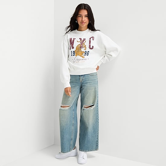 Arizona Womens Juniors Crew Neck Long Sleeve Sweatshirt