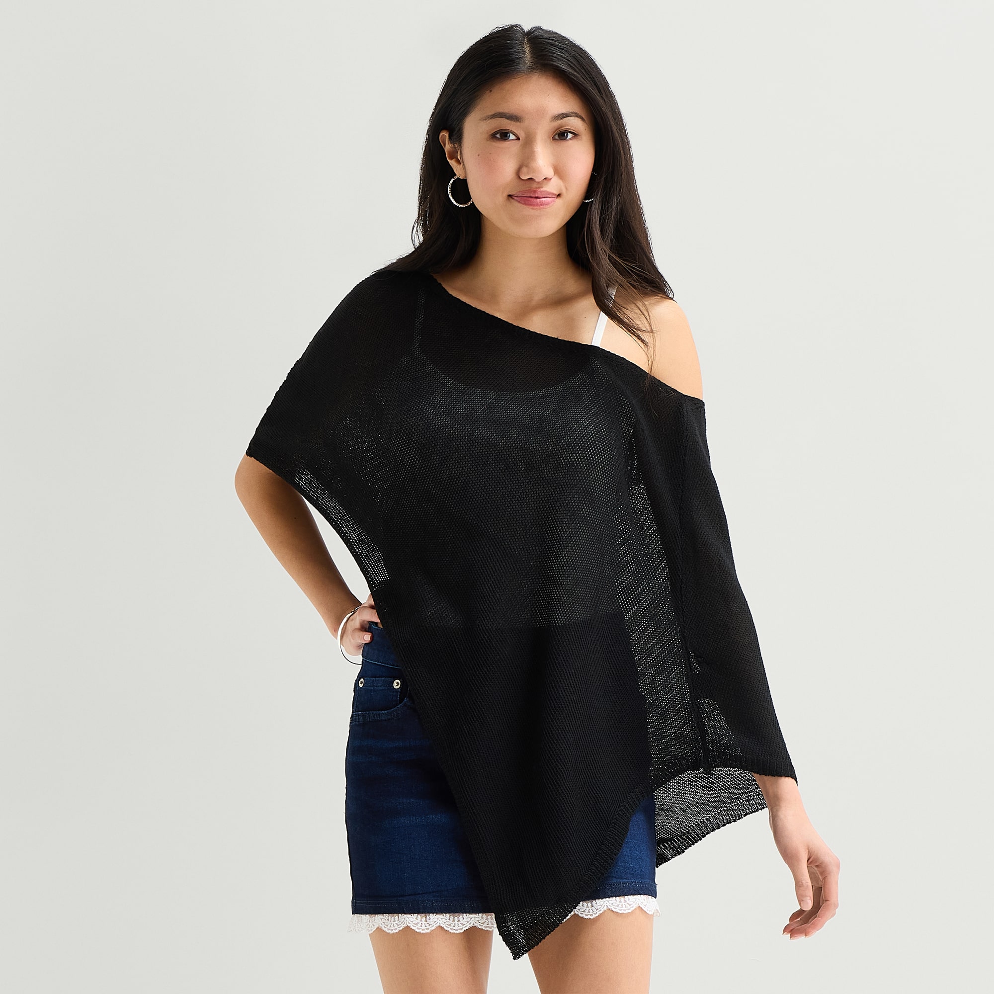Forever 21 Juniors Womens Asymmetrical Neck Long Sleeve Pullover Sweater