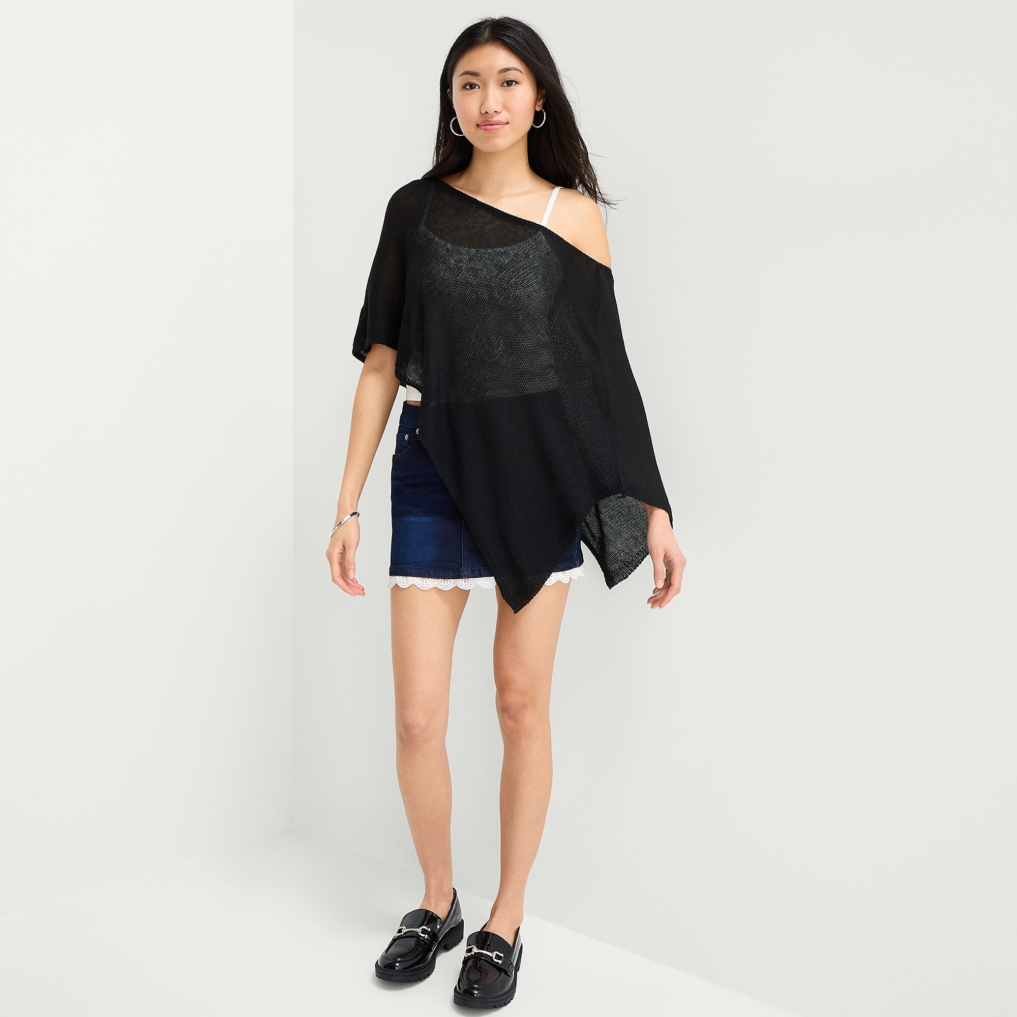 Forever 21 Juniors Womens Asymmetrical Neck Long Sleeve Pullover Sweater