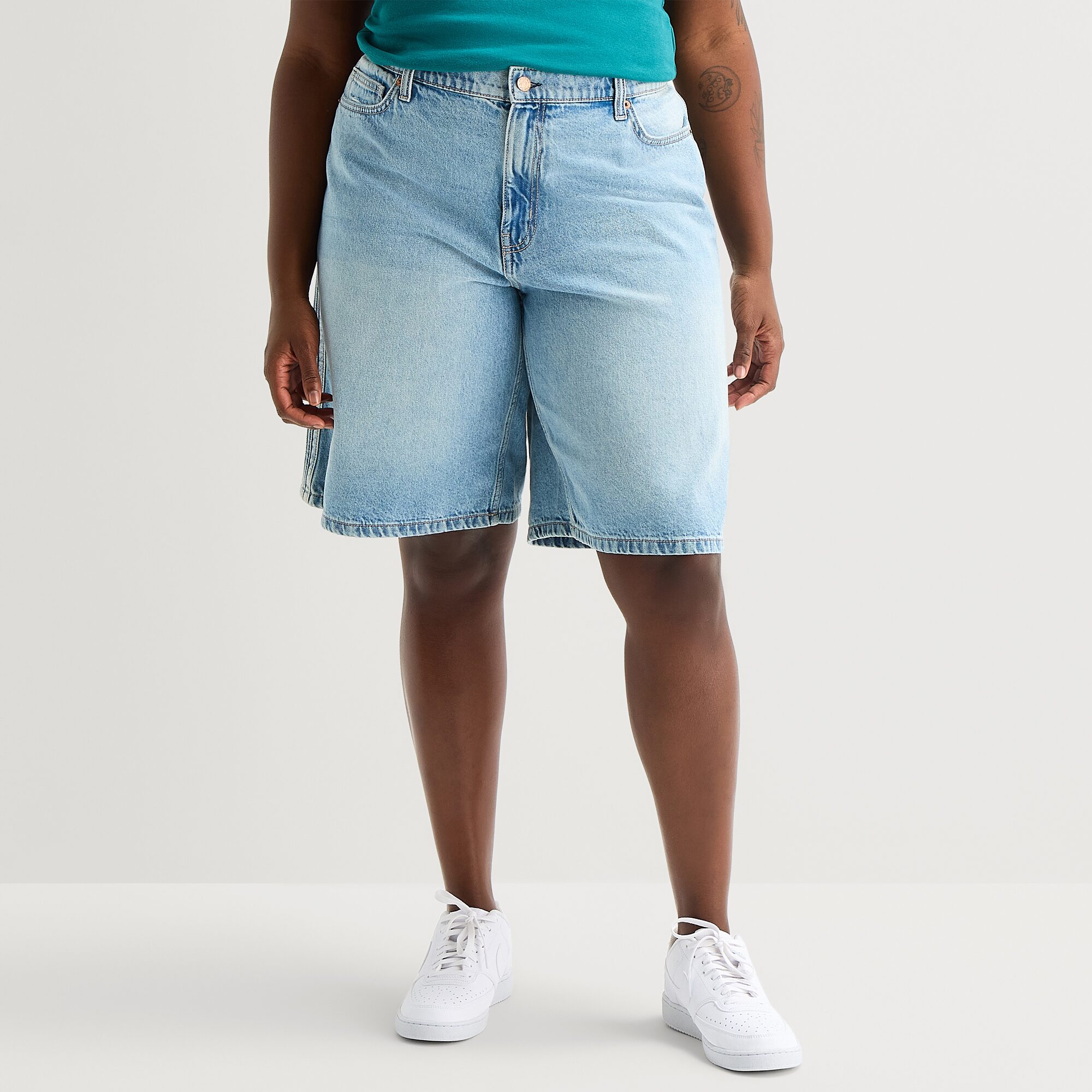 Arizona Womens 12" Low Rise Juniors Plus Denim Short