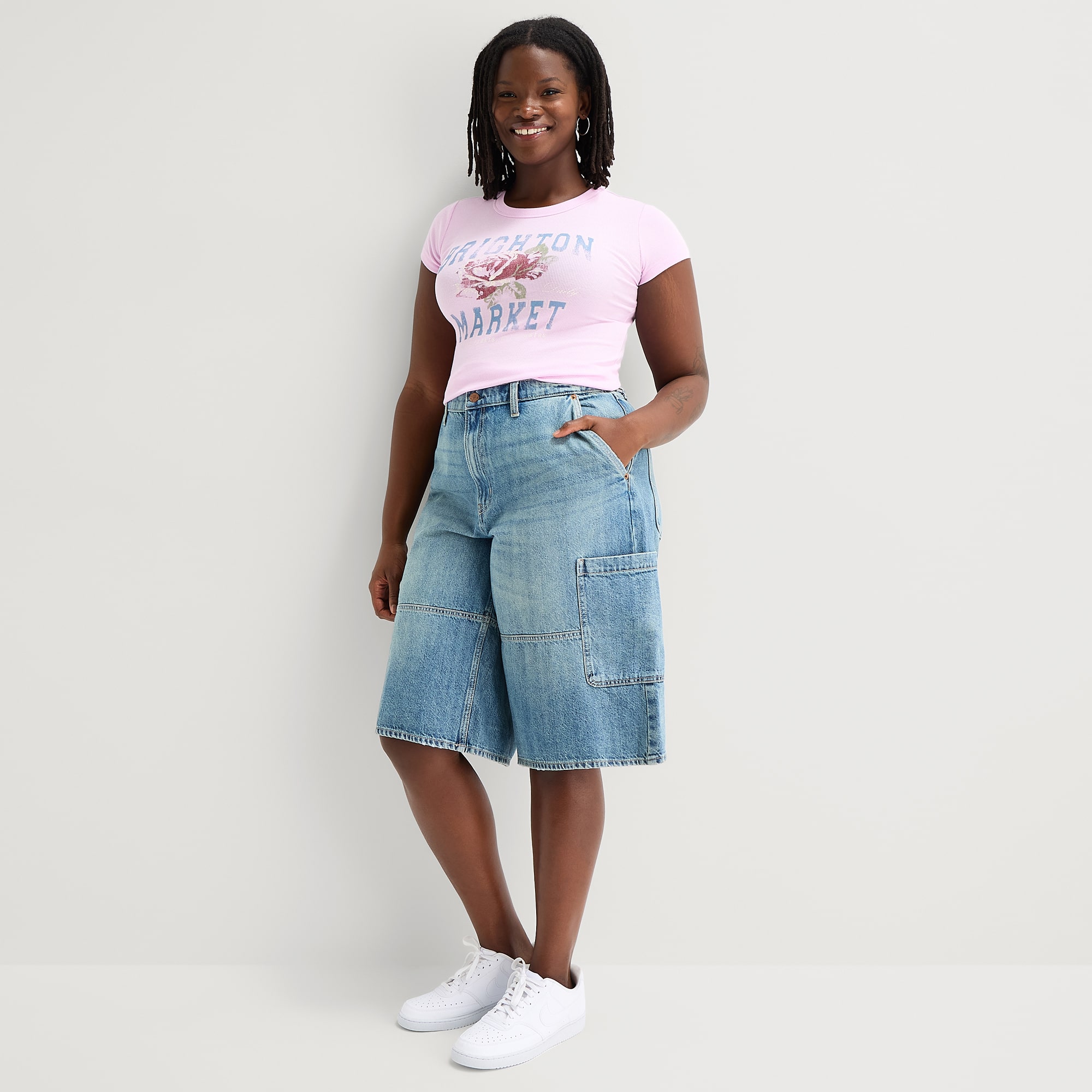 Arizona Womens 15" Low Rise Juniors Plus Denim Short