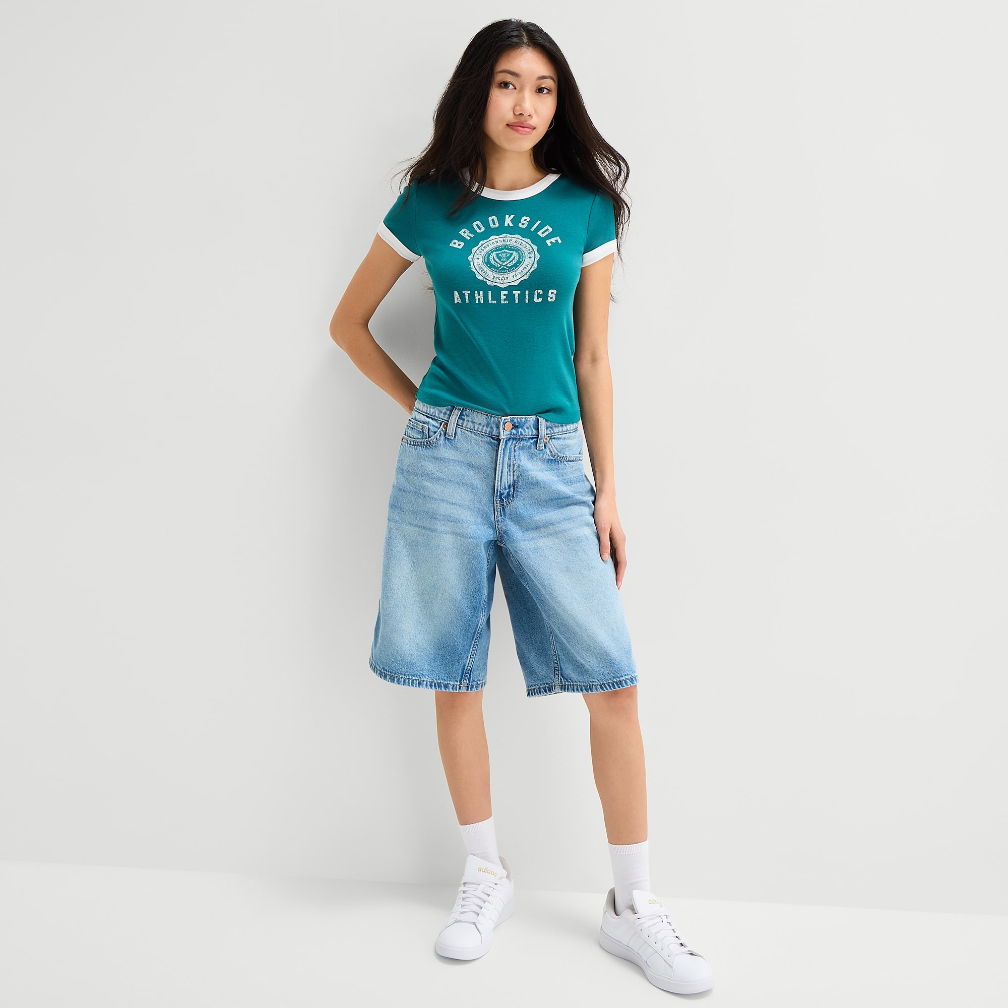 Arizona Womens 12" Low Rise Juniors Denim Short