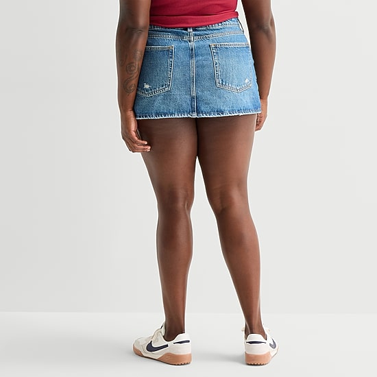 Arizona Womens Juniors Plus Denim Skirt