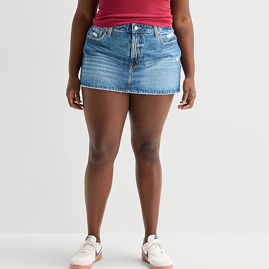 Arizona Womens Juniors Plus Denim Skirt