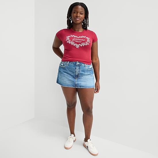Arizona Womens Juniors Plus Denim Skirt