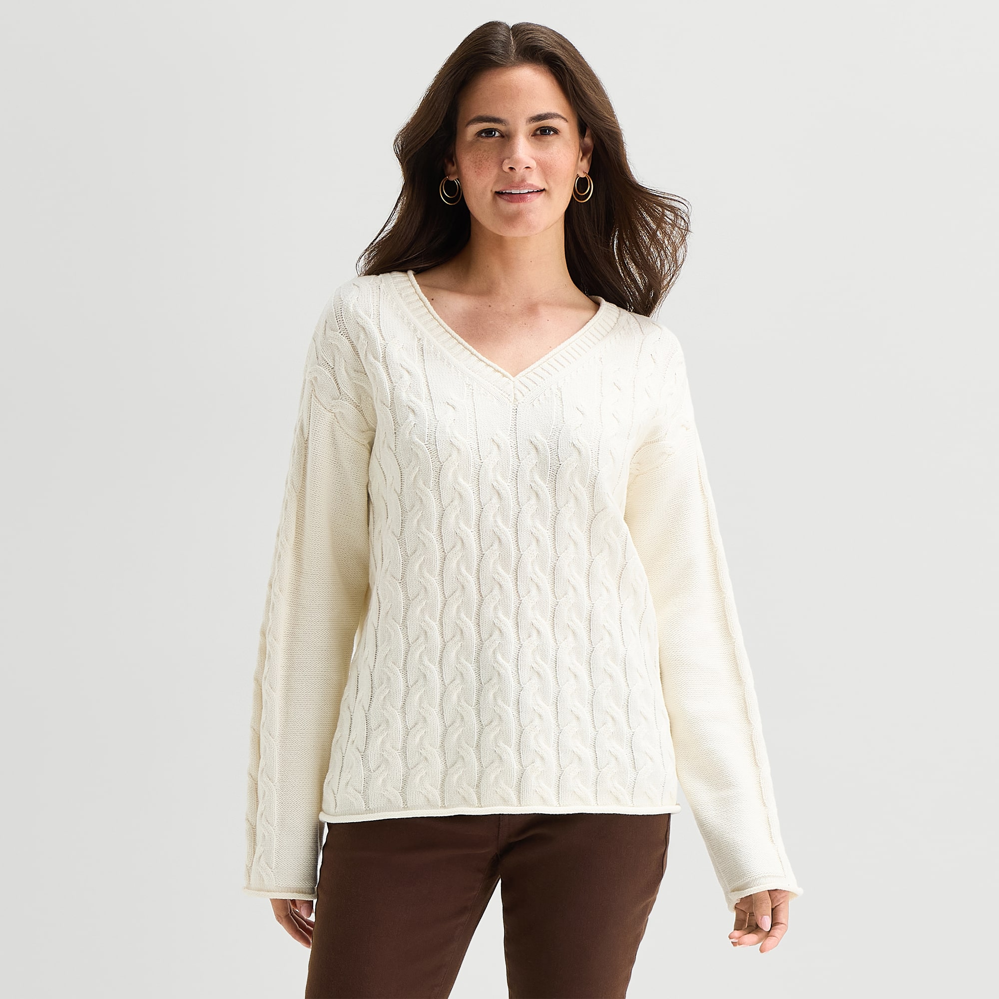 St. John's Bay Womens V Neck Long Sleeve Pullover Sweater