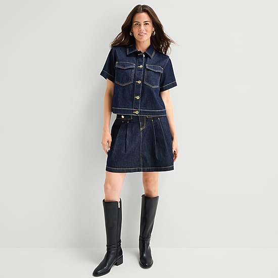 St. John's Bay Womens High Rise Denim Skirt