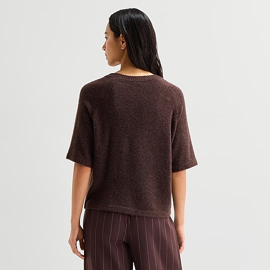 Stylus Womens Crew Neck Short Sleeve Pullover Sweater