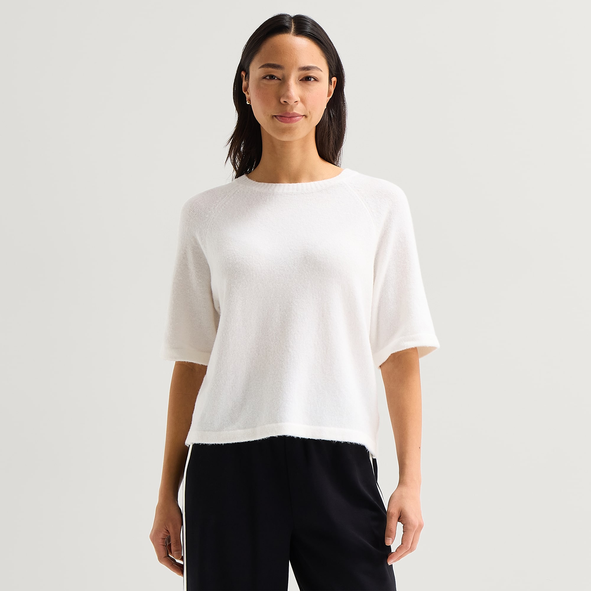 Stylus Womens Crew Neck Short Sleeve Pullover Sweater