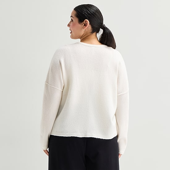 Stylus Womens V Neck Long Sleeve Button Plus Cardigan