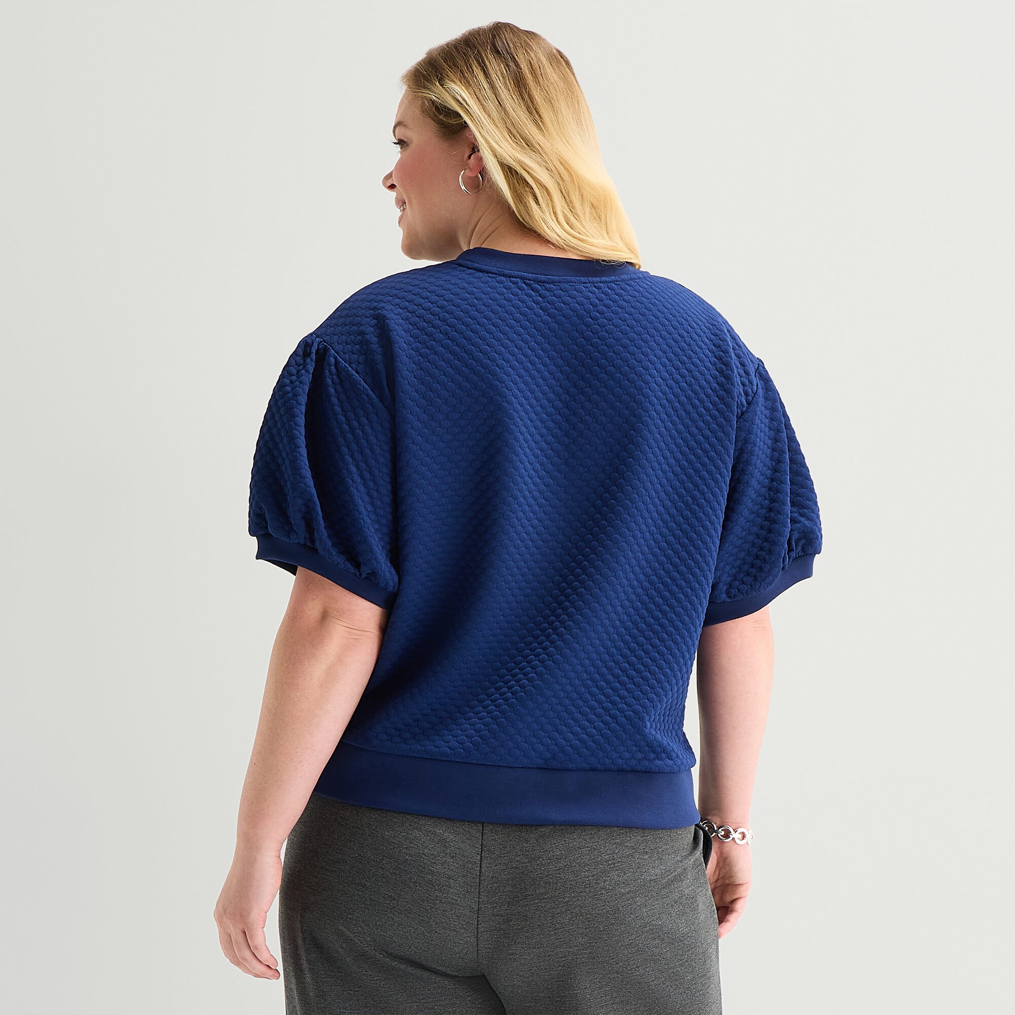 St. John's Bay Womens Plus Crew Neck Short Sleeve Sweatshirt