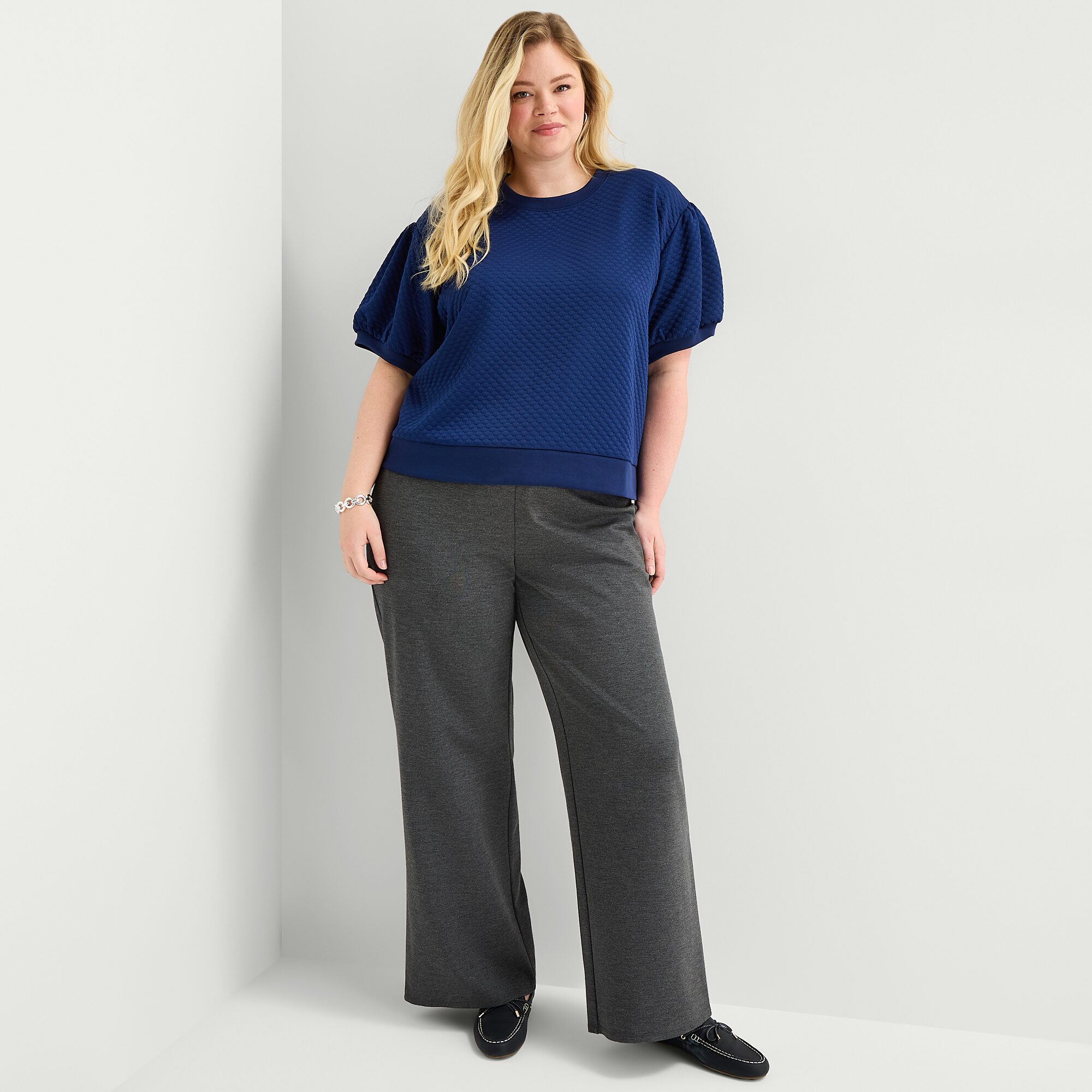 St. John's Bay Womens Plus Crew Neck Short Sleeve Sweatshirt