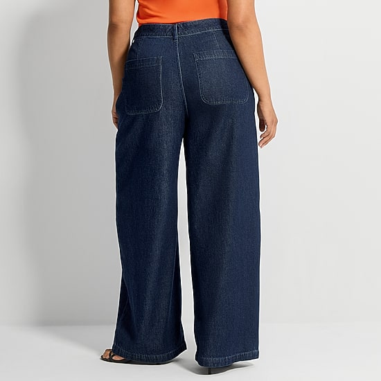 Ashley Graham Womens Plus Denim Trouser