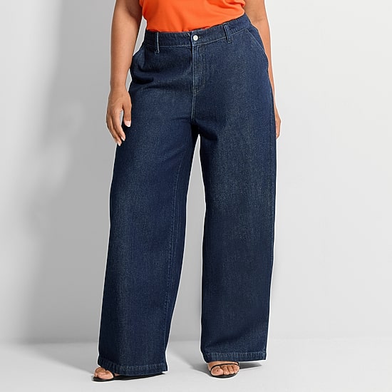 Ashley Graham Womens Plus Denim Trouser