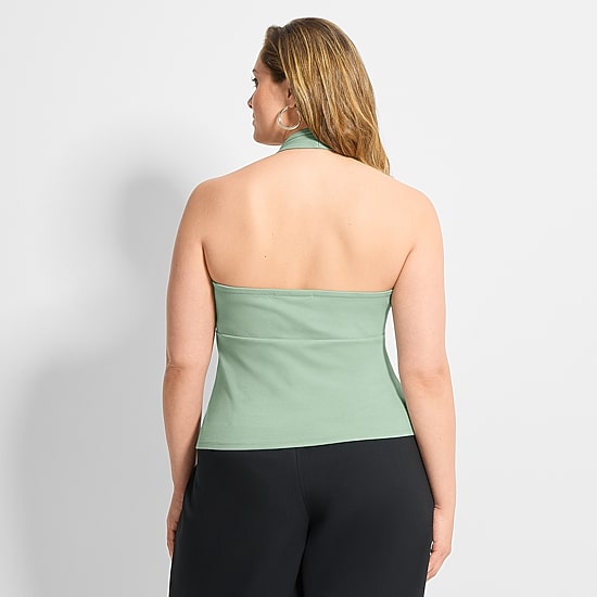Ashley Graham Womens Plus Halter Top