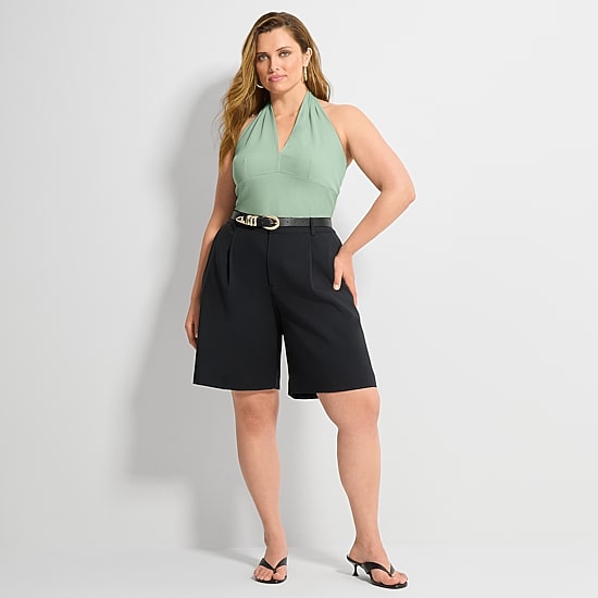 Ashley Graham Womens Plus Halter Top