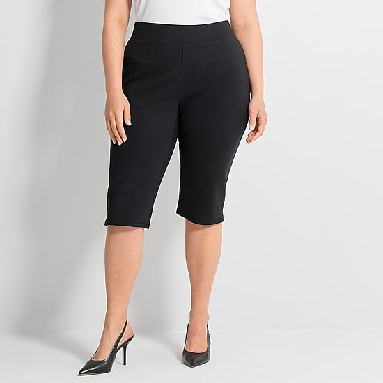 Ashley Graham Womens Plus Ponte Capri Pant