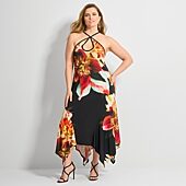 Ashley Graham Womens Keyhole Maxi Dress