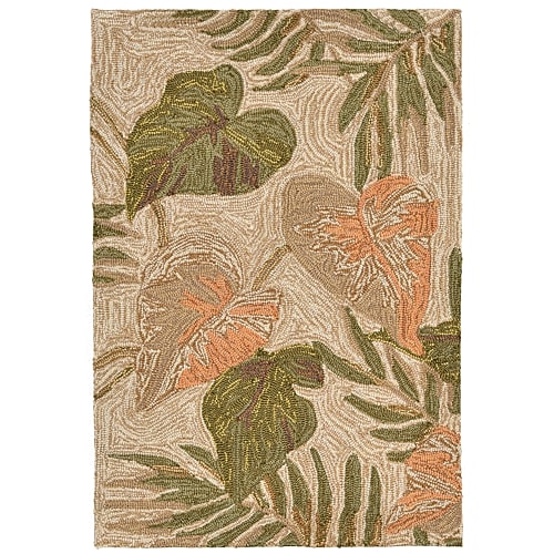 Liora Manne Ravella Tropical Leaf Hand Tufted Indoor Outdoor Rectangular Accent Rug, One Size, White