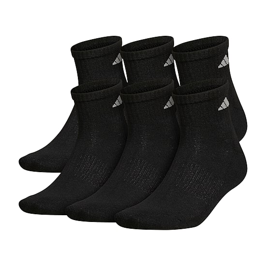 adidas Mens Multi-Pack 6 Pair Big and Tall Quarter Ankle Socks