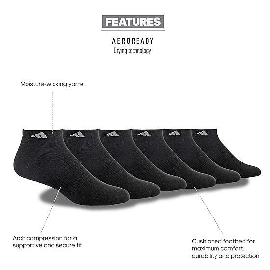 adidas Mens 6 Pair Low Cut Socks