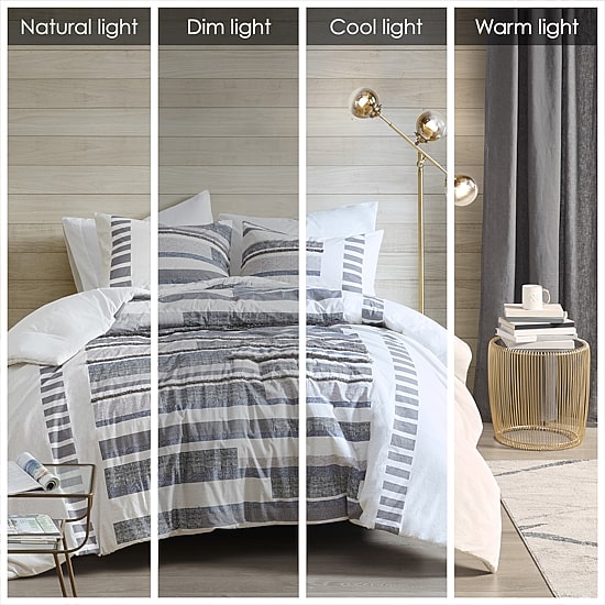 INK+IVY Serena 3 Piece Cotton Printed Duvet Cover Set w/ trims