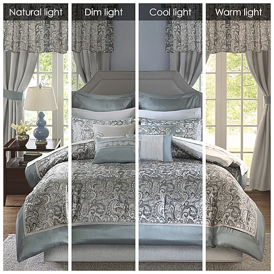 Madison Park Essentials Cadence 24-Pc Complete Bedding Set with Sheets and Window Treatments