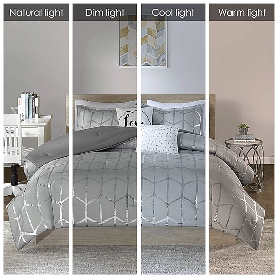 Intelligent Design Khloe Metallic Printed Comforter Set with decorative pillows