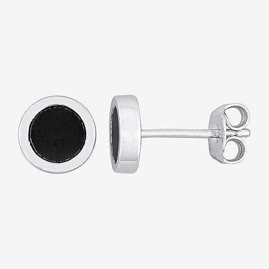 Genuine Black Hematite Sterling Silver 7.3mm Stud Earrings