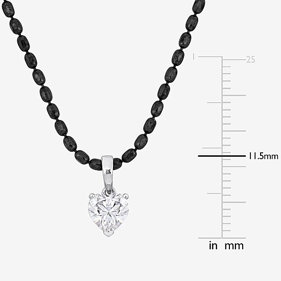 Mens 1 CT. T.W. Lab Created White Moissanite Sterling Silver Heart 18 Inch Pendant Necklace