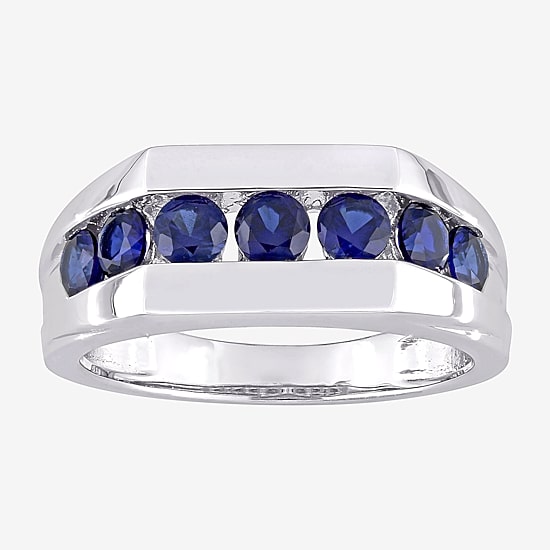 Mens Lab Created Blue Sapphire Sterling Silver Fashion Ring